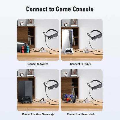 Lemorele 4K HDMI to USB-C AR Glasses Adapter – Type-C Video Converter & Charging Cable for Xreal Air, Rokid & Switch Compatible