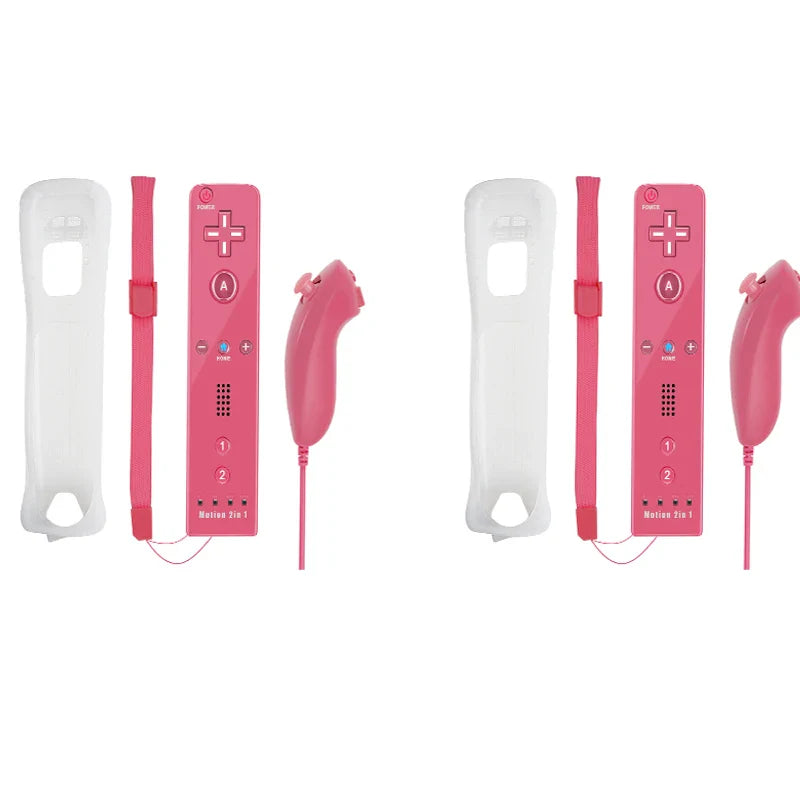 2-in-1 Nintendo Wii Controller Set | Wireless Remote Gamepad with Motion Plus Joystick & Silicone Case