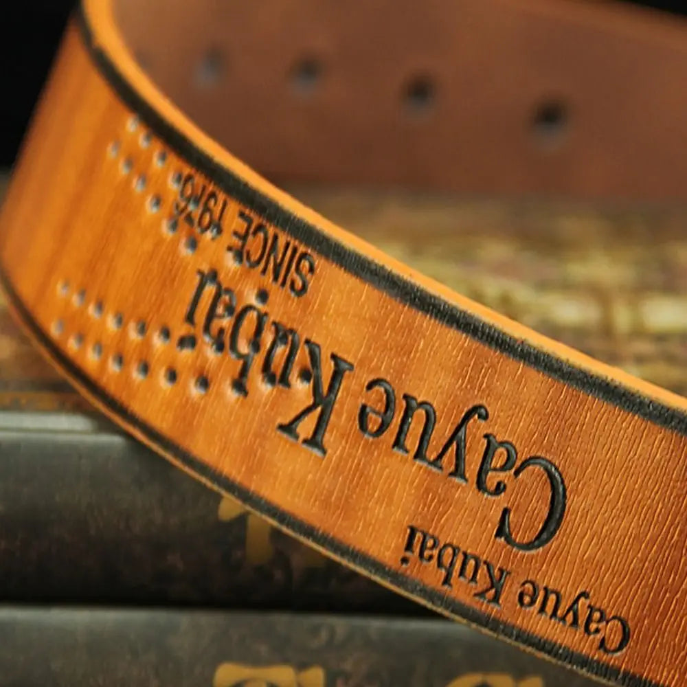 Men's Ratchet Leather Belt – Adjustable Strap with Free Buckle Replacement for Cowboy Style