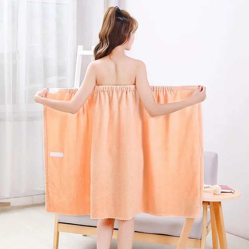 Women’s Fast Drying Wearable Bath Towel Wrap – Soft Microfiber Spa Bathrobe with Bowknot for Shower, Beach & Bathroom