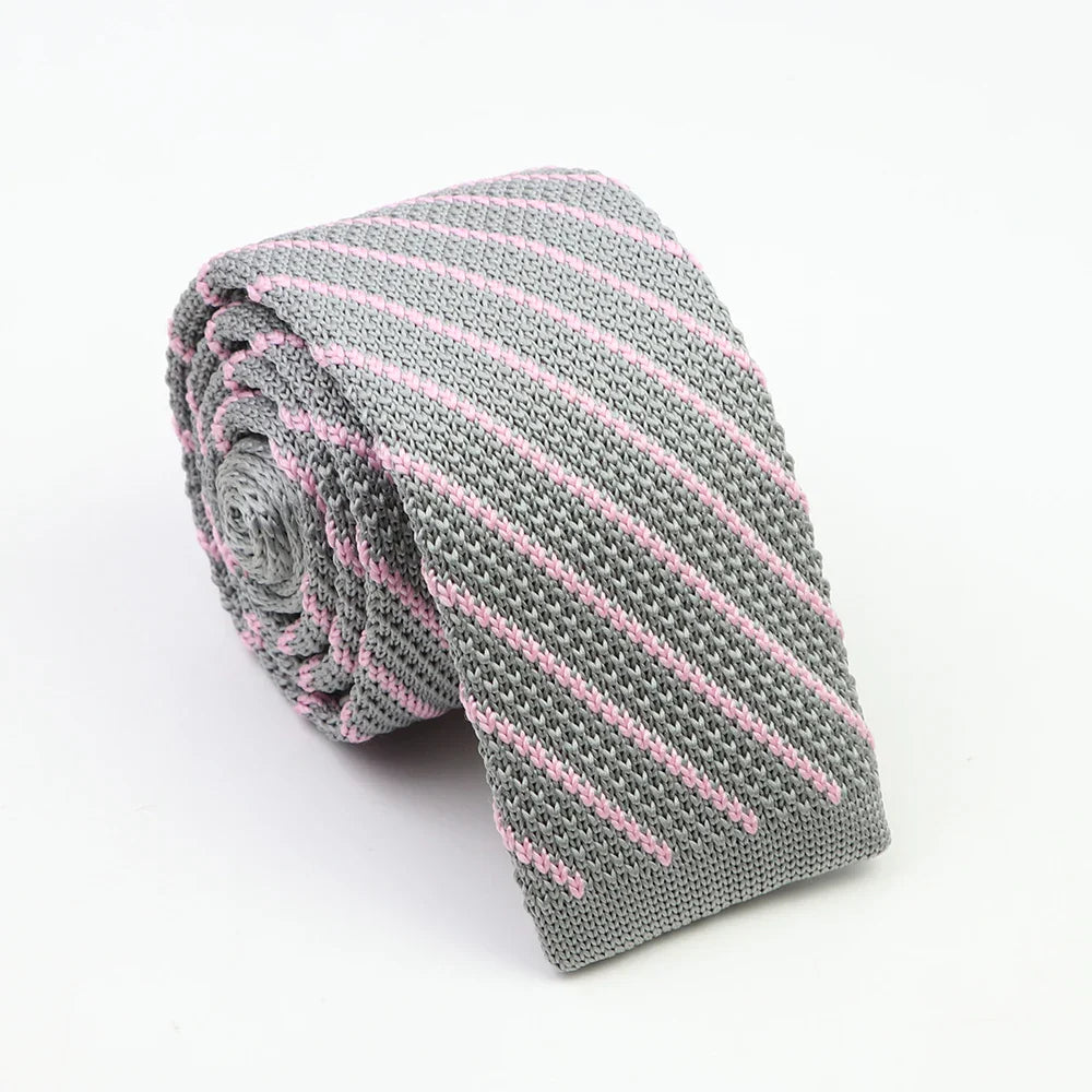 Classic Knit Neck Tie for Men — 6cm Plaid & Dots Casual Business Wedding Tie
