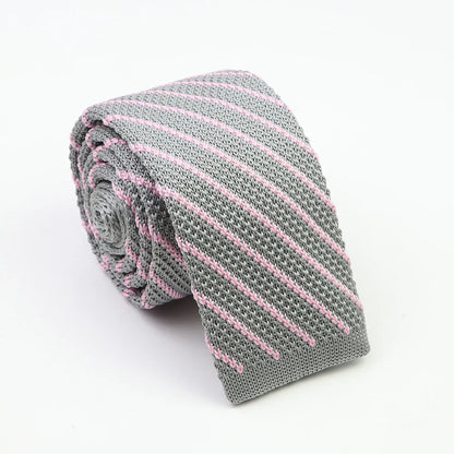 Classic Knit Neck Tie for Men — 6cm Plaid & Dots Casual Business Wedding Tie