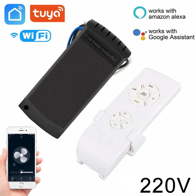 Tuya WiFi Smart Ceiling Fan Light Kit – Remote & App Control, Adjustable Speed, Alexa & Google Home Compatible