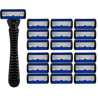 6-Layer Manual Safety Razor – Stainless Steel Double Edge Blade Shaver for Beard & Moustache Grooming