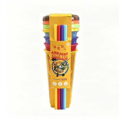 Toy Story 4-Pack Straw Cups - Reusable BPA-Free Cartoon Plastic Drinking Cups