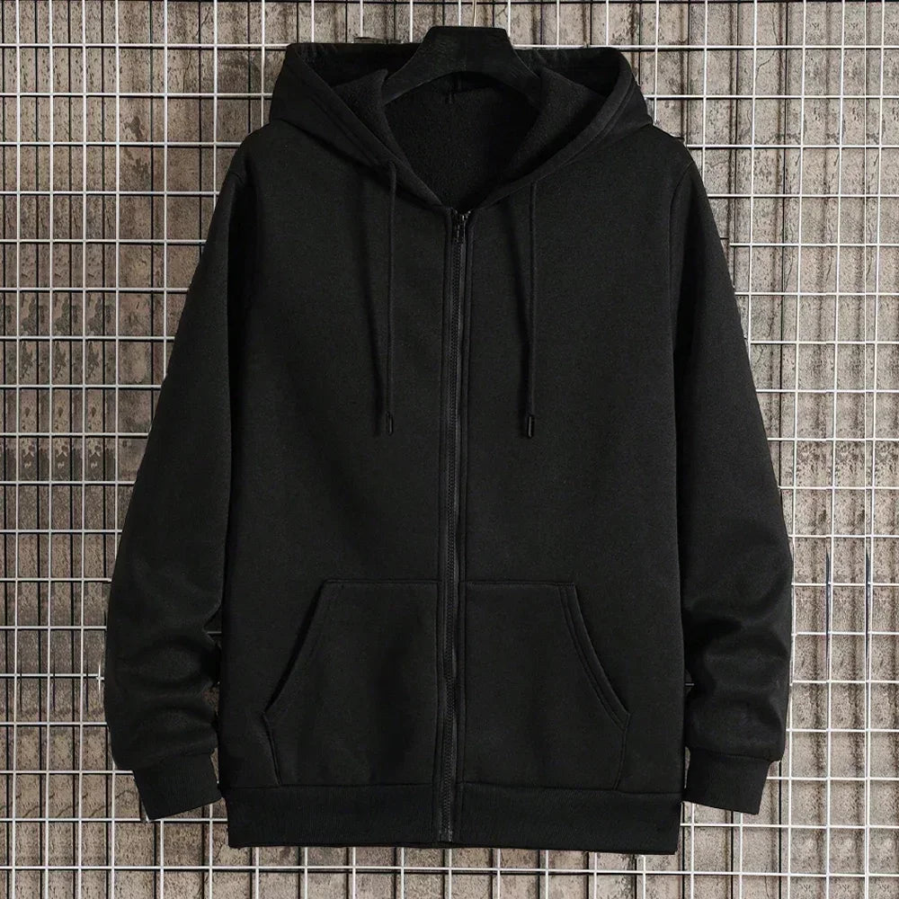 Unisex Oversized Fleece Zipper Hoodie – Y2K Harajuku Style Casual Jacket for Men & Women – Spring, Autumn & Winter Sweatshirt