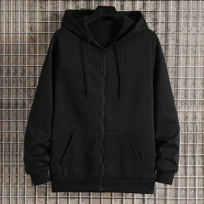 Unisex Oversized Fleece Zipper Hoodie – Y2K Harajuku Style Casual Jacket for Men & Women – Spring, Autumn & Winter Sweatshirt