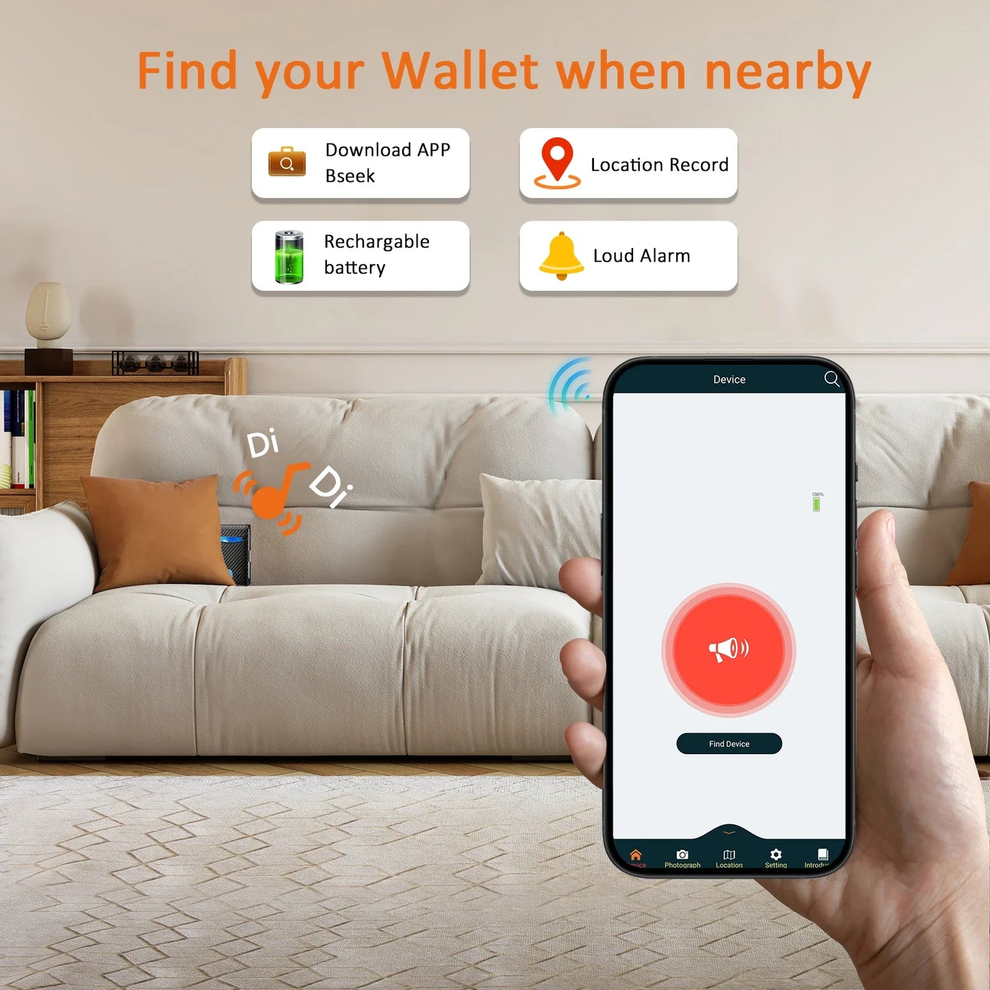 Smart Tracker Wallet for Men - GPS Finder Slim Wallet Gift for Dad, Birthday & Christmas 2025