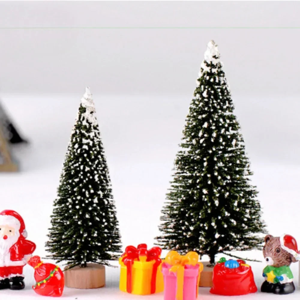 Mini Artificial Christmas Tree Figurine — Sisal, Silk & Cedar Pine for Fairy Garden, Micro Landscape & New Year Decor