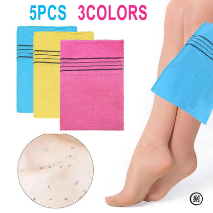 5-Piece Exfoliating Bath Pad Set — Soft Korean & Italian Style Washcloths for Body Scrub, Shower, and Spa Use