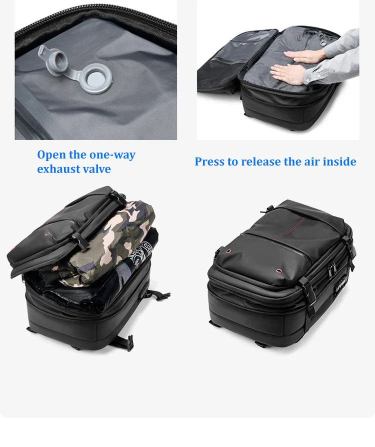 Men's Travel Backpack - Vacuum Compression 17" Laptop Backpack, Large Capacity Business & Hiking Bag