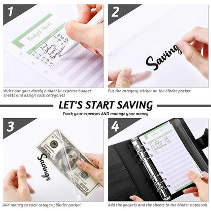 A6 Budget Binder Planner: 6-Hole Notebook Wallet with 8 Zipper Envelopes - Save Money Organizer & Cash System