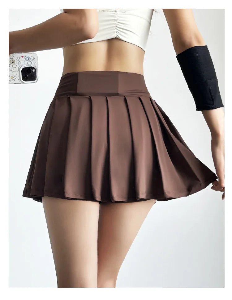 Women’s Sports Short Skirt — Summer High Waist Pleated Skirt with Anti-Walk Yoga Pants, Quick-Dry Breathable Running & Fitness Wear