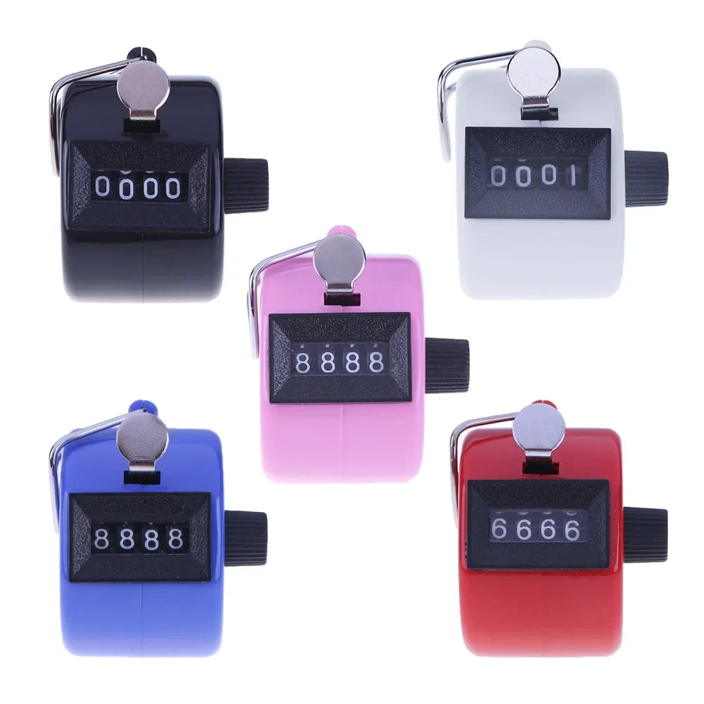 Handheld 4-Digit Tally Counter – Mechanical Manual Palm Clicker for Number Counting, Assorted Colors