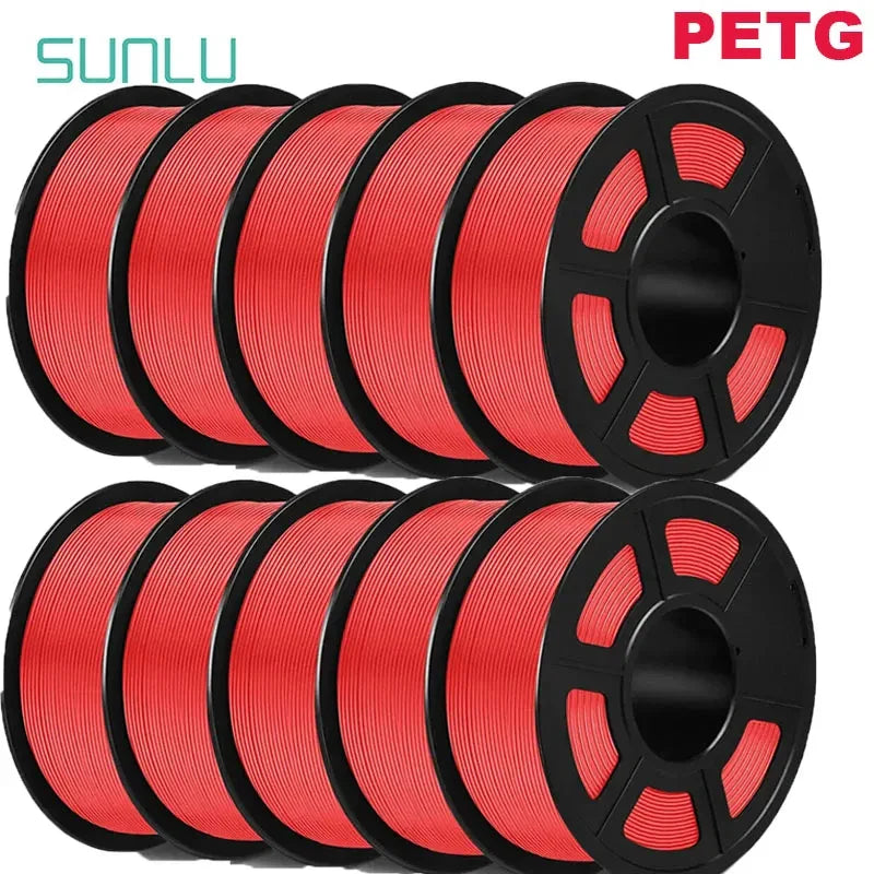 SUNLU PLA/PETG/PLA+ 3D Printer Filament Bundle – 10 Rolls 1KG Each, 1.75mm Neatly Wound Filament for 3D Printing (EU/US)