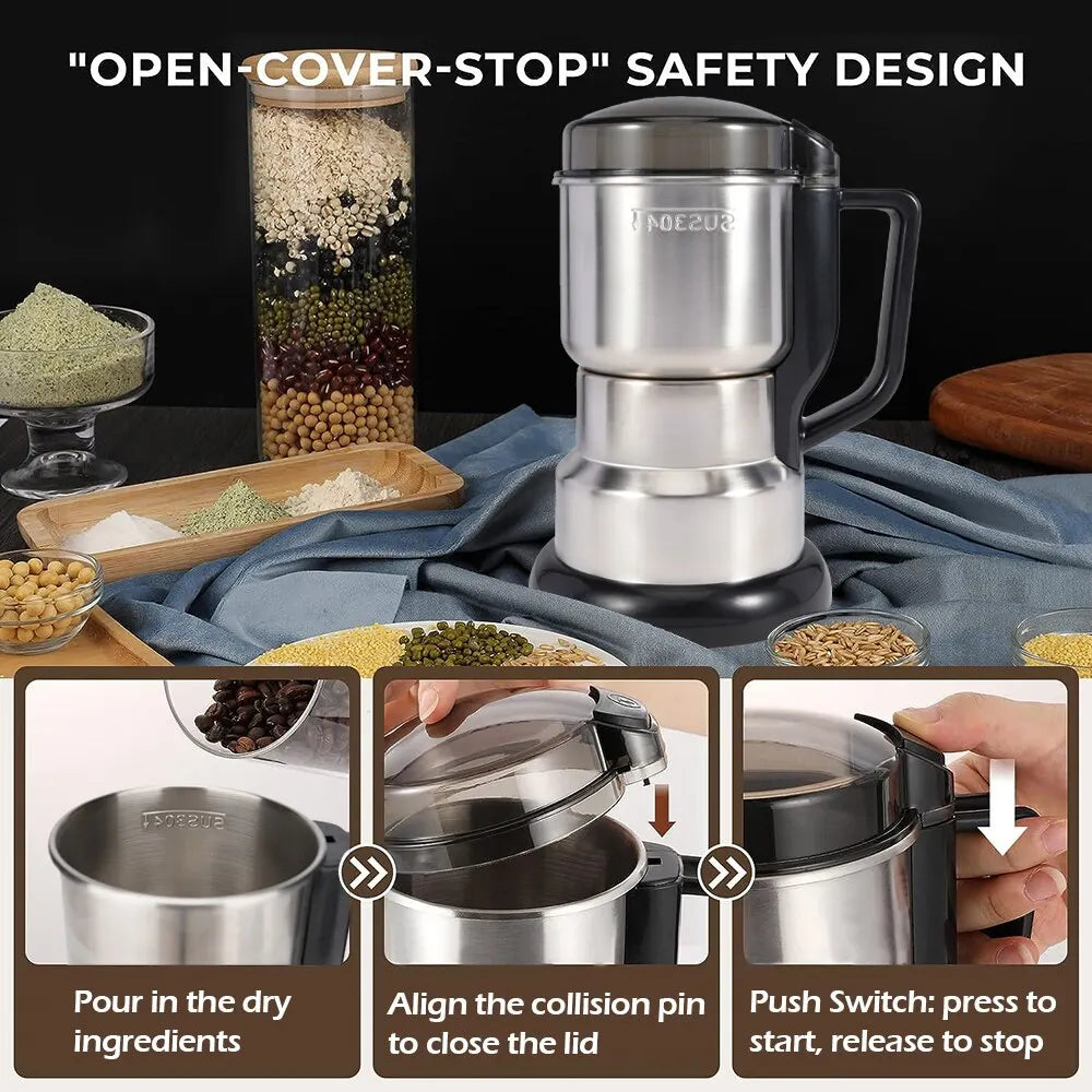 High Power Electric Coffee Grinder | Multifunctional Kitchen Machine for Cereal, Nuts, Beans, Spices, and Grains