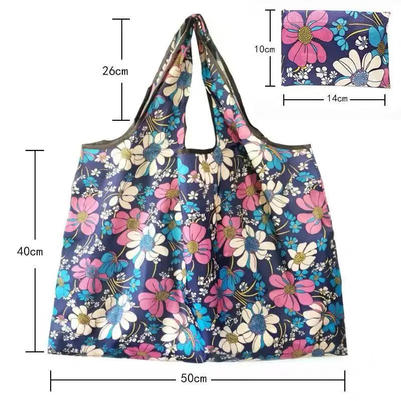Large Foldable Shopping Bag - Reusable, Tear-Proof Nylon Grocery Bag Suitable for Recycling and Gifts