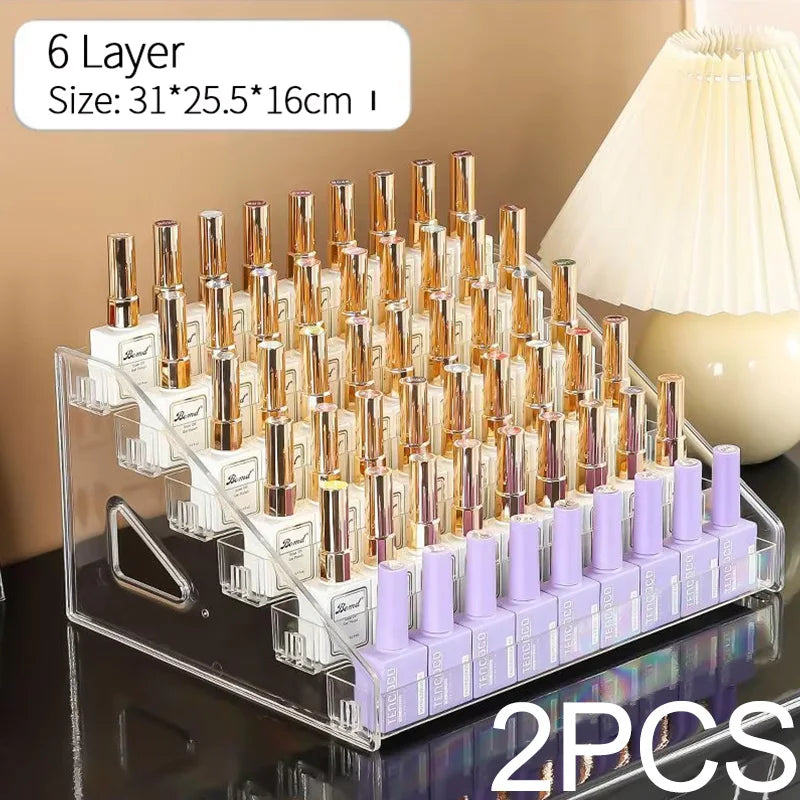 Multi-Layer Acrylic Nail Polish Display Rack – 3/4/5/6/7 Tier Transparent Organizer