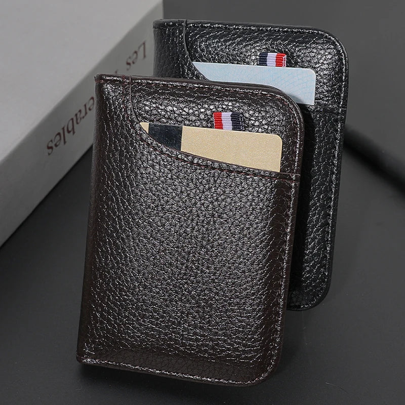 Ultra-Thin PU Leather Credit Card Wallet: Portable Slim Design for Men - Mini Purse Card Holder with Super Soft Feel