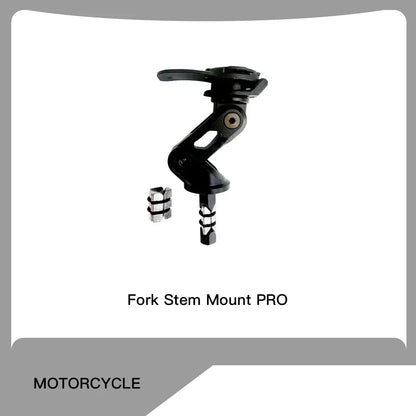 Motorcycle Handlebar Stem Fork Phone Mount — Vibration Dampener with MAG Universal Adapter, Wireless Charger & Mirror Brake Compatible