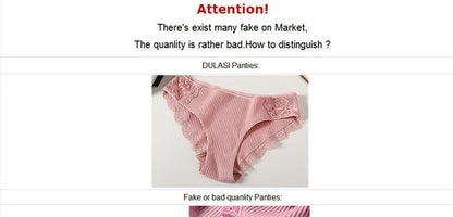 Floral Lace Cotton Women’s Panties - Comfortable Briefs, Solid Color Underwear, 3PCS/Set, Sizes M-XXL