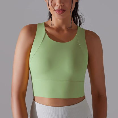 Women's Nylon Sports Bra – Elastic Yoga Crop Top, Stretch Gym Fitness Bra for Training & Activewear