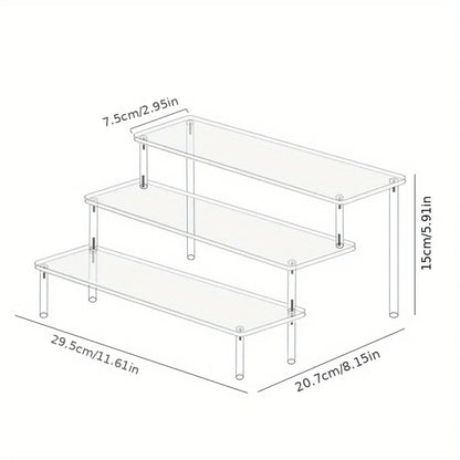 Multi-Layer Acrylic Cake Display Stand – Clear Trapezoidal Rack for Desserts & Cupcakes