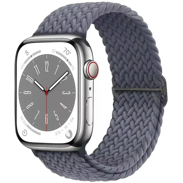 Braided Solo Loop Apple Watch Ultra Band – Elastic Nylon Adjustable Bracelet Strap for iWatch SE, Series 3–9 (38mm–49mm)