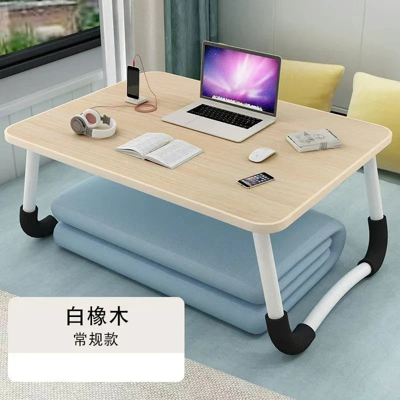 Foldable Laptop Desk for Bed & Sofa – Portable Lap Table with Cup, Book Holder, Drawer, and USB Slot