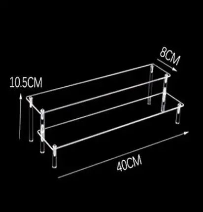 Acrylic Display Stand Rack - 1-4 Tier Transparent Trapezoid Organizer Shelf For Cupcakes, Perfume, Dolls & Collectibles