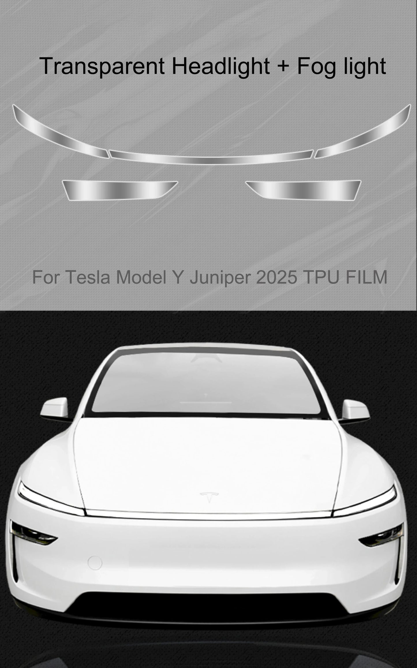 Tesla Model Y 2025 TPU Blackened Headlight & Taillight Protective Film – Juniper Color Changing Film