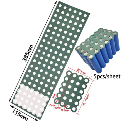 2-6P Hollow & Solid 18650 Li-ion Battery Insulating Gaskets – Positive Pole Protective Stickers with Highland Barley Paper Design