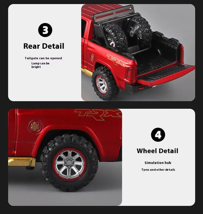 1:32 RAM Pickup Truck Alloy Model – Sound, Light & Spring-Back Action Toy for Kids’ Adventure Play