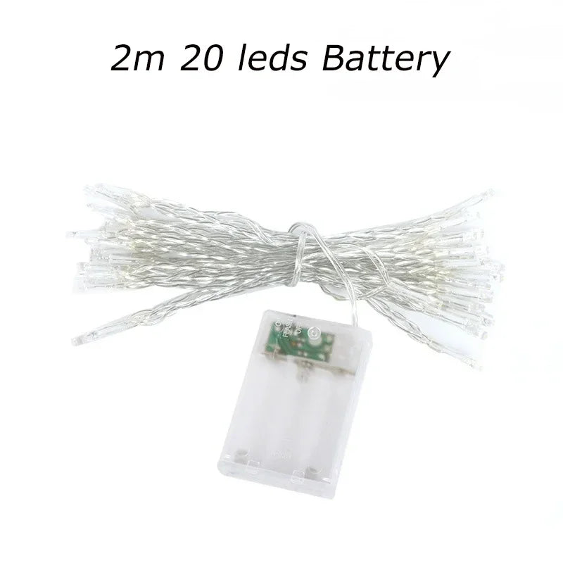 LED Garland String Lights – 2m & 10m Waterproof Fairy Lights for Christmas Tree, Wedding, Indoor & Outdoor Holiday Decoration