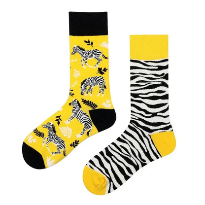 WY_New Asymmetrical Couples Mandarin Ducks Cotton Socks – Fashion Sports Colorful Medium & High Sleeve Unisex Crew Socks, Trendy Couple Gift Socks
