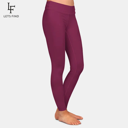 LETSFIND Women’s High Waist Full Leggings – Solid Colors, Black/Blue/Grey/Wine Red, High Elasticity & Comfort Fit