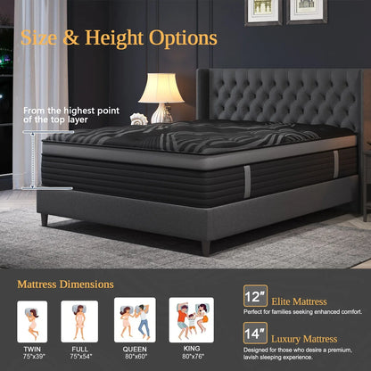 Gel Memory Foam Hybrid Mattress - Pocket Spring, Medium Firm & Motion Isolating Bed-in-a-Box