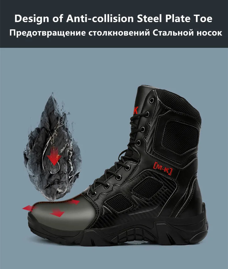 Outdoor Waterproof Safety Shoes – Steel Toe Cap Men's Work Boots, Anti-Smashing, Size 47