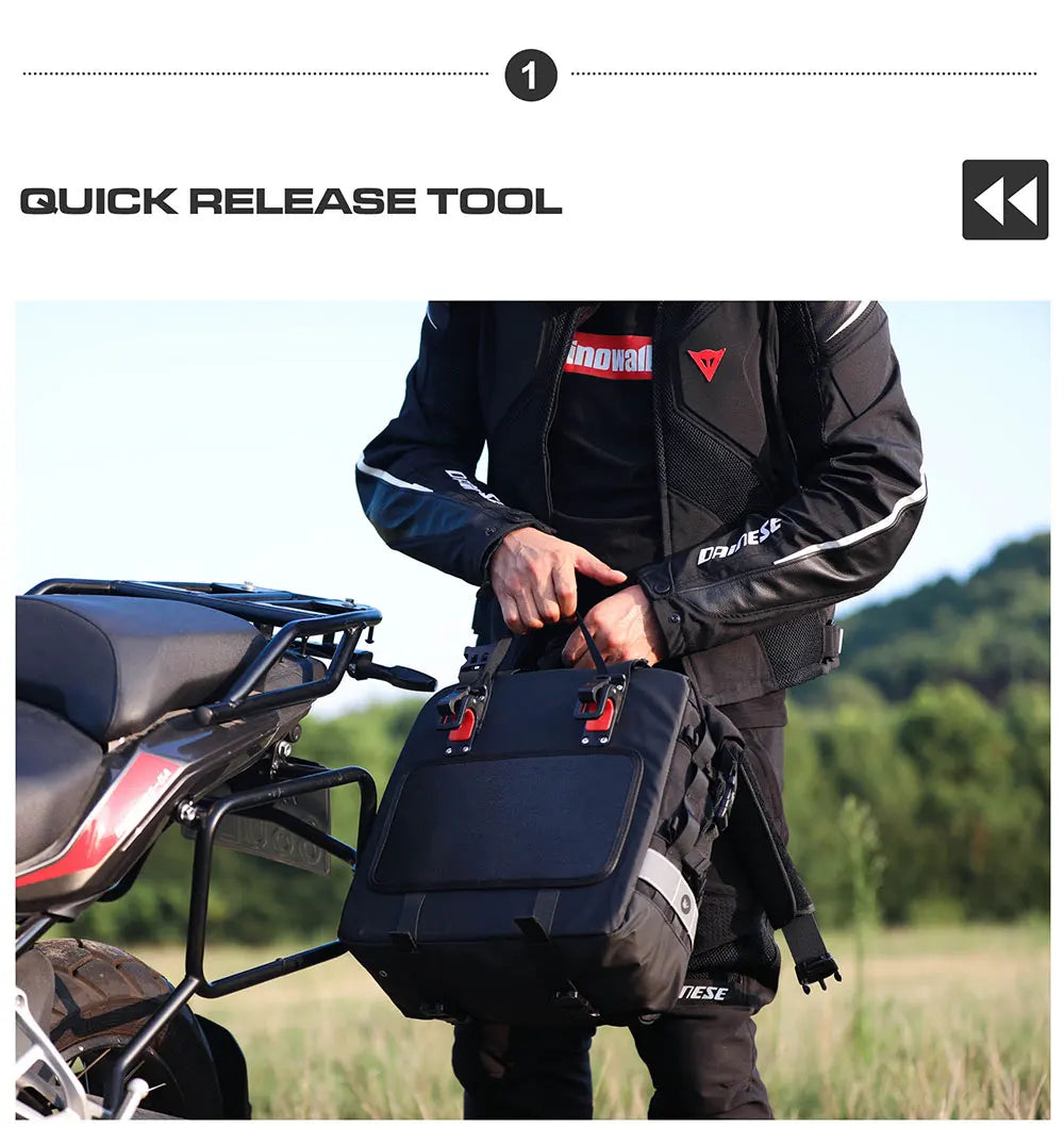 Rhinowalk Motorcycle Saddlebag 20L-30L – Universal Side Bag with Removable 100% Waterproof Inner Liner for Travel Motorbike Luggage