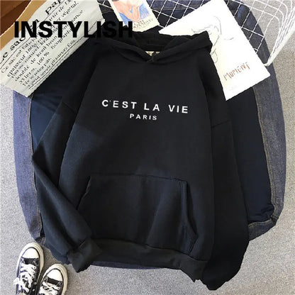 Women's Casual Print Loose Hoodie – Spring Long-Sleeve Harajuku Pullover Sweatshirt, Streetwear Style