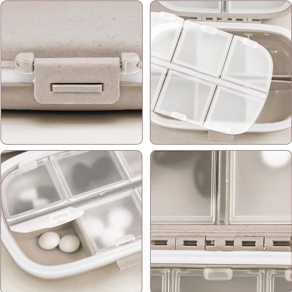 8-Compartment Travel Pill Organizer – Moisture-Proof Pill Case, Portable Medicine & Vitamin Holder for Purse