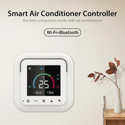 Tuya WiFi Smart Thermostat – IR Air Conditioner Remote with Temperature & Humidity Sensor, LCD Touch Screen, Google Home & Alexa Compatible