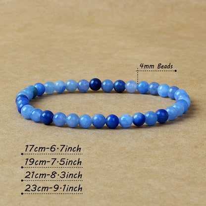 4mm Natural Stone Bead Stretch Bracelet for Men & Women – Agate Lava Handmade Reiki Crystal Jewelry