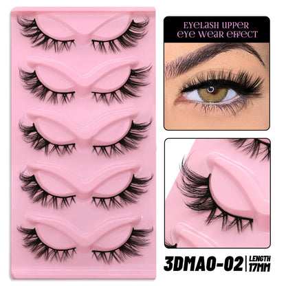 GROINNEYA Cat Eye False Eyelashes – Natural Long Clear Band Winged End Faux Mink Lashes for Eye-Enhancing Makeup