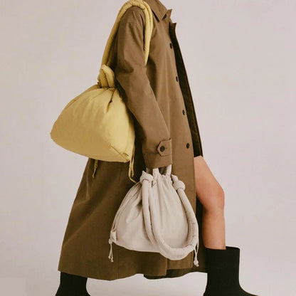 2023 Casual Nylon Padded Tote Bag – Soft Puffer Shoulder & Crossbody Handbag for Women, Large Capacity Vintage Design
