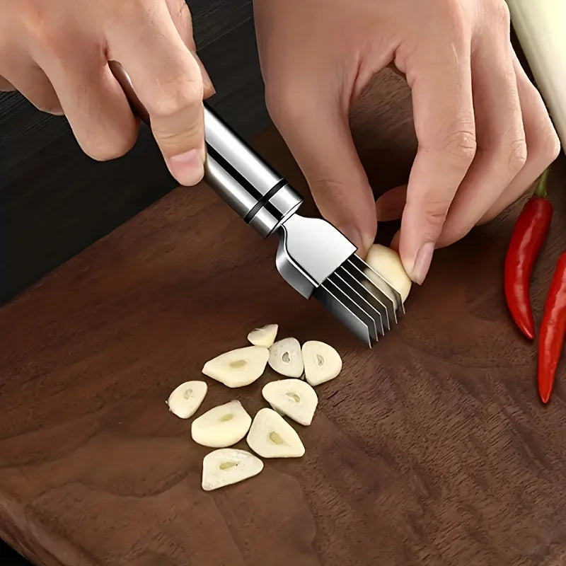 Stainless Steel Vegetable & Garlic Cutter – Portable Kitchen Tool for Shredding, Chopping, and Slicing Green Onions