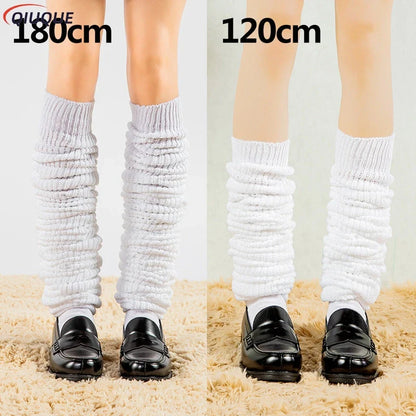 White & Black Loose Slouch Socks – JK Uniform Cosplay Leg Warmers for Women & Girls