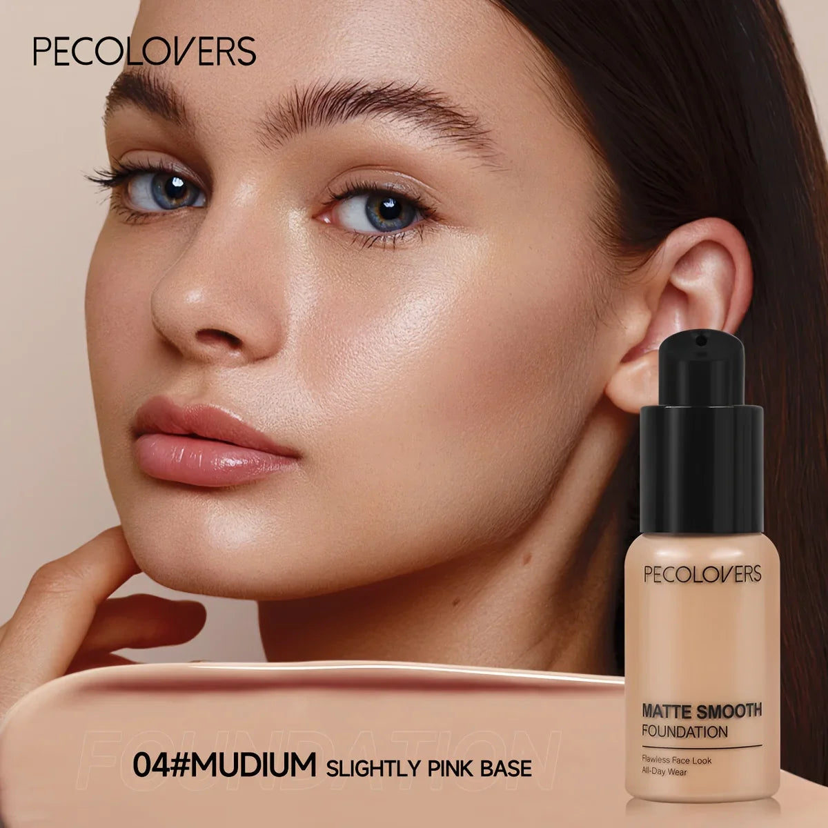 PECOLOVERS Matte Liquid Foundation – Oil-Control, Waterproof Full Coverage Concealer for All Skin Tones