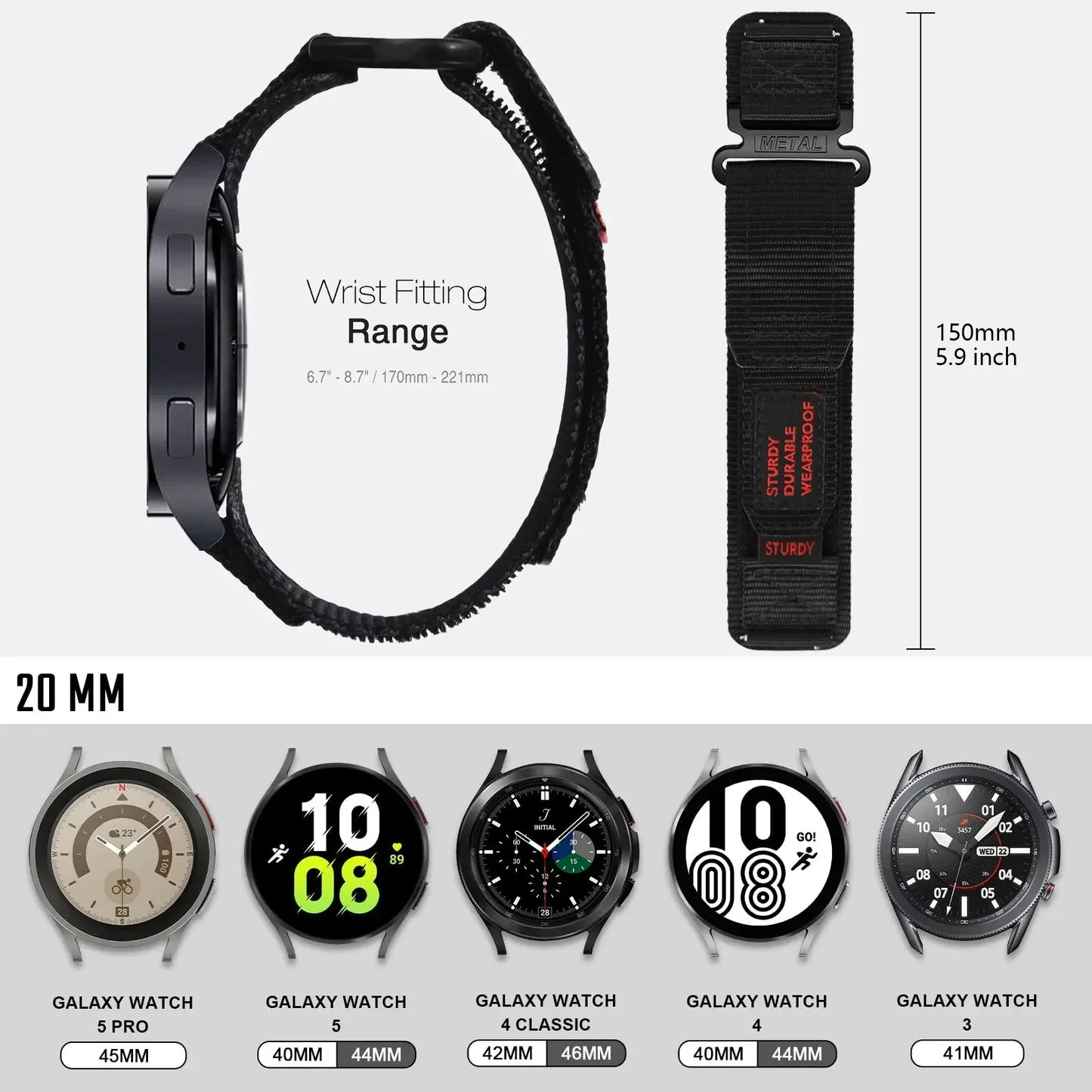20mm 22mm Nylon Sport Watch Band — Thick Colorful Replacement Strap for Men & Women Watches