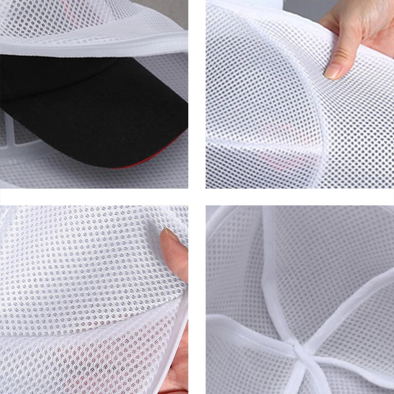 Washing Machine Hat Protector & Laundry Bag - Small Clothes Wash Bag, Anti-Deformation Mesh Organizer with Zipper